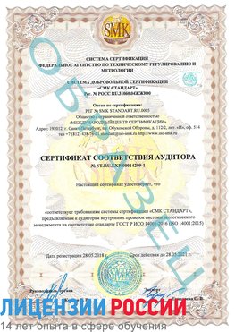 Образец сертификата соответствия аудитора №ST.RU.EXP.00014299-1 Южноуральск Сертификат ISO 14001